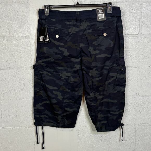 X-Ray Men's Belted Capri Cargo Shorts - Navy Camo 38w x 18inseam $58 - Picture 7 of 10